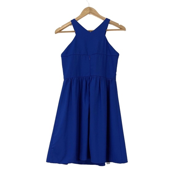 C. Luce Women’s Size Small Solid Blue Cut Out Sleeveless Fit and Flare Dress - Picture 7 of 10